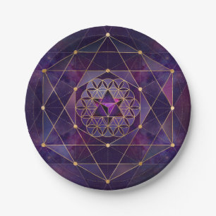 Assiettes En Carton Merkabah en fleur de vie - Géométrie sacrée