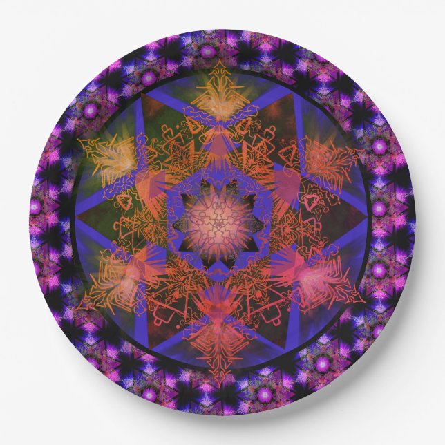 Assiettes En Carton Merkabah Mandala Motif (Devant)
