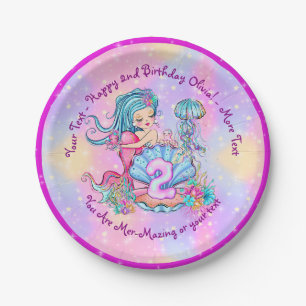 Assiettes En Carton Mermaid 2e anniversaire Modifier Modifier le texte