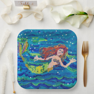 Assiettes En Carton Mermaid "Art by Kids"