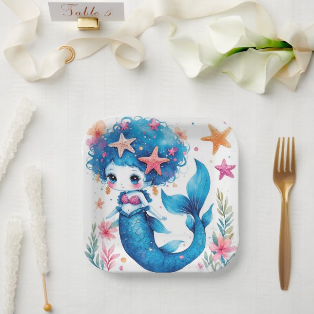 Assiettes En Carton mermaid Birthday or Shower  (Mariage)
