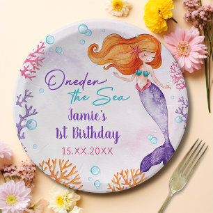 Assiettes En Carton Mermaid Oneder The Sea Girl 1er Anniversaire