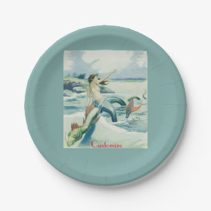 Assiettes En Carton Mermaid Riding Serpent de mer Thunder_Cove