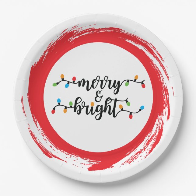 Assiettes En Carton Merry & Bright (Devant)