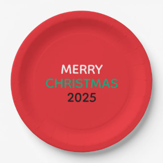 ASSIETTES EN CARTON MERRY CHRISTMAS 2025 PAPER PLATES