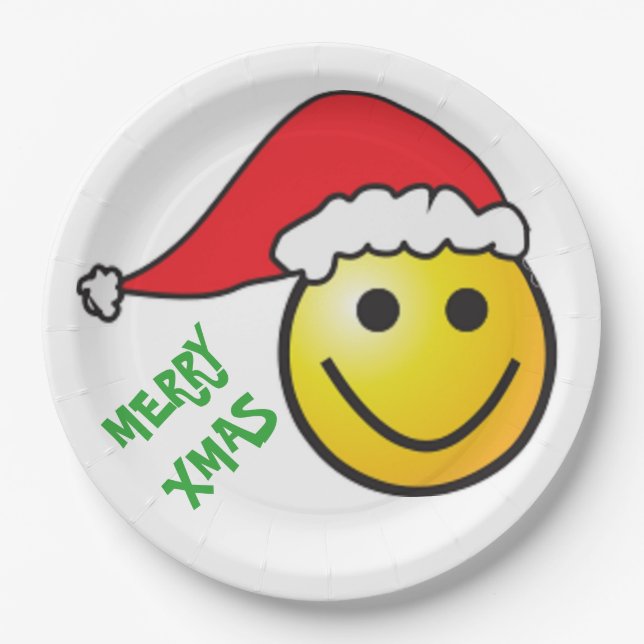 ASSIETTES EN CARTON MERRY CHRISTMAS FACE PÈRE NOËL (Devant)