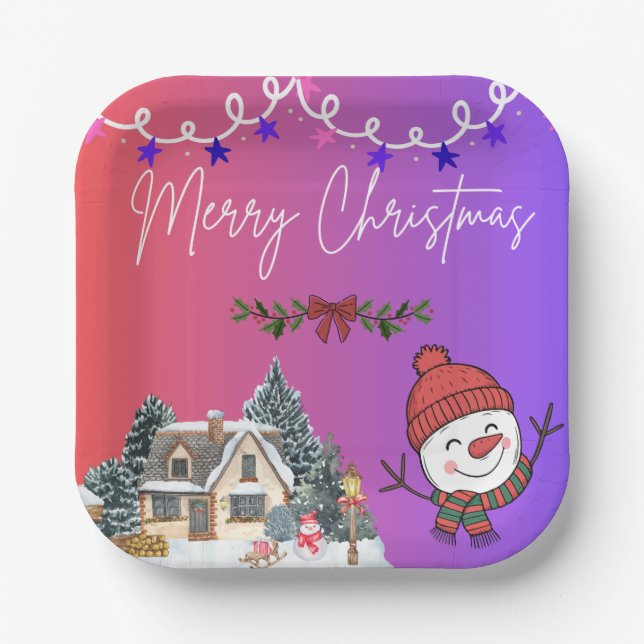 Assiettes En Carton Merry Christmas Paper Plates (Recto)