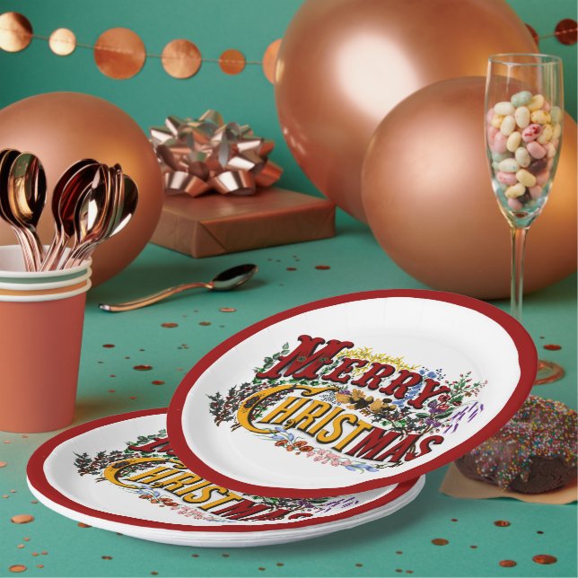 Assiettes En Carton Merry Christmas Paper Plates (Multi)