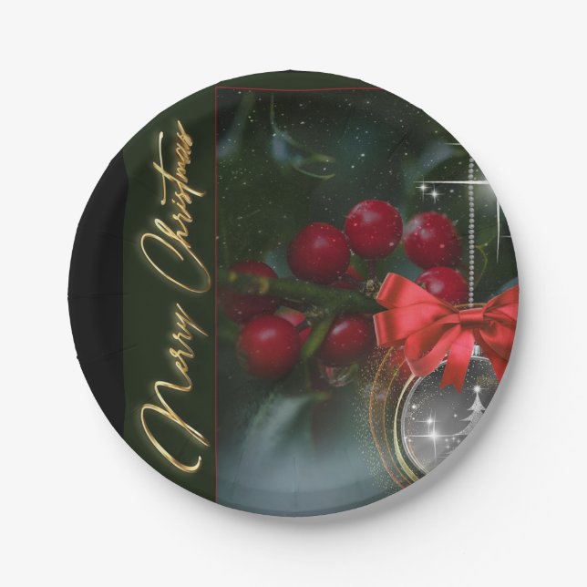 Assiettes En Carton Merry Christmas Paper Plates (Devant)