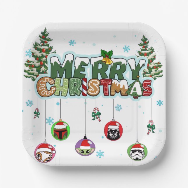 Assiettes En Carton Merry Christmas Paper Plates (Recto)