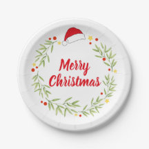 Merry Christmas Santa Hat Wreath Party