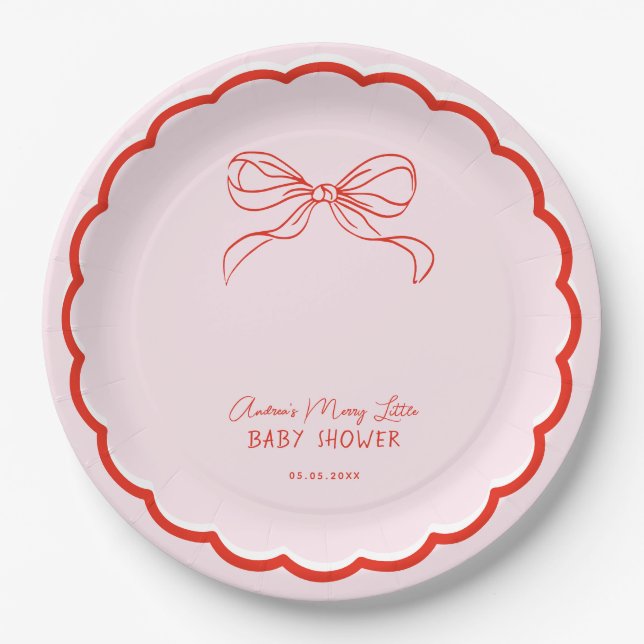 Assiettes En Carton Merry Little Baby Shower Hand Drawn Christmas (Devant)