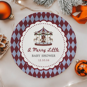 Assiettes En Carton Merry Little Carousel Noël Baby Shower
