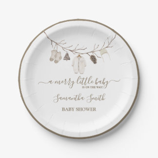 Assiettes En Carton Merry Little Christmas Winter Baby Shower