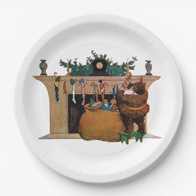 Assiettes En Carton Merry Old Christmas Elf, Jessie Willcox Smith (Devant)