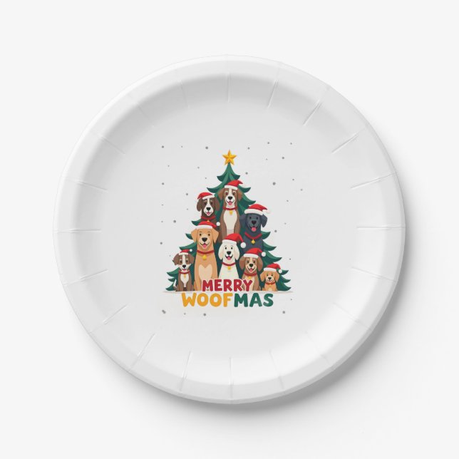 Assiettes En Carton Merry Woofmas - Merry Christmas For Dog Lovers (2) (Devant)