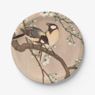 Assiettes En Carton Mésange japonaise asiatique Ohara Koson Oiseau Cha