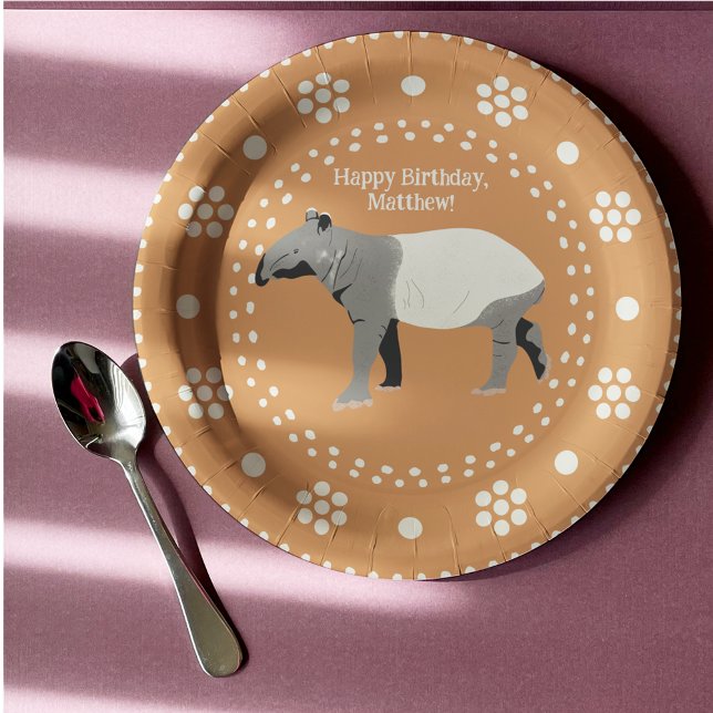 Assiettes En Carton Message personnalisé Tapir malais ou asiatique (Créateur téléchargé)