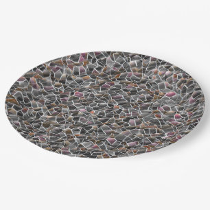 Assiettes En Carton Messagerie de saumon brut et gris irrégulier mosaï