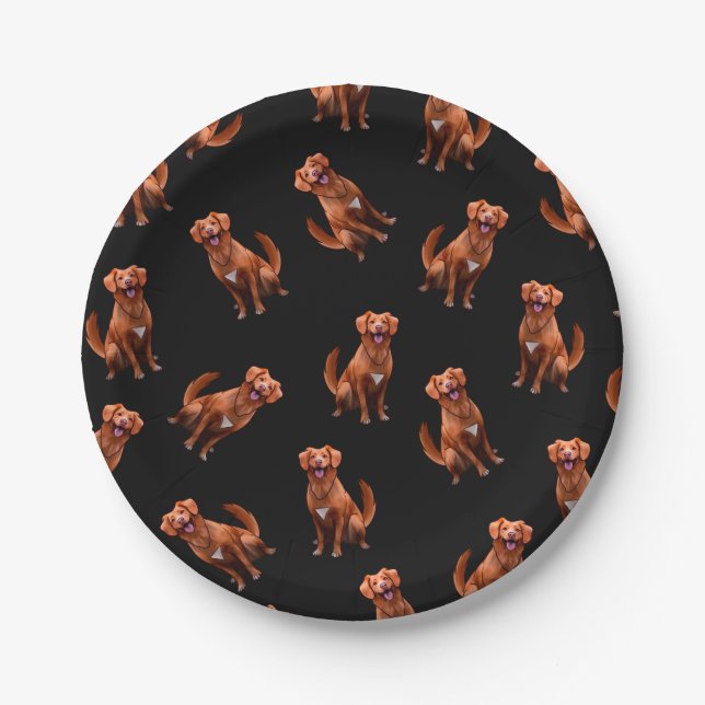 Assiettes En Carton Mete Artsy Golden Retriever Chien Motif (Devant)