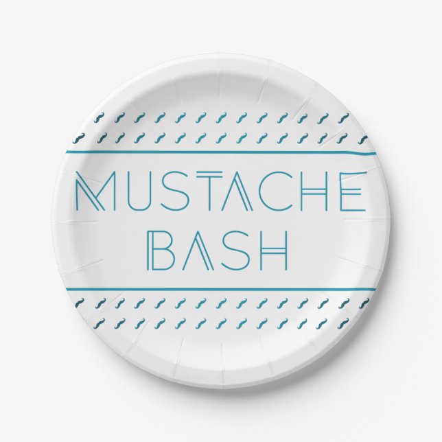 Assiettes En Carton Métro Mustache Bash (Devant)