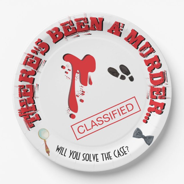 Assiettes En Carton Meurtre Mystère Anniversaire Fête SANG (Devant)