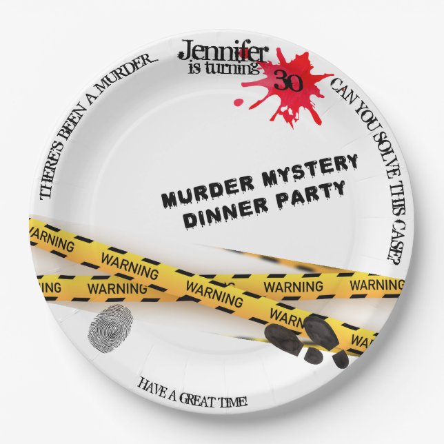 Assiettes En Carton Meurtre mystère fête d'anniversaire lieu de crime (Devant)