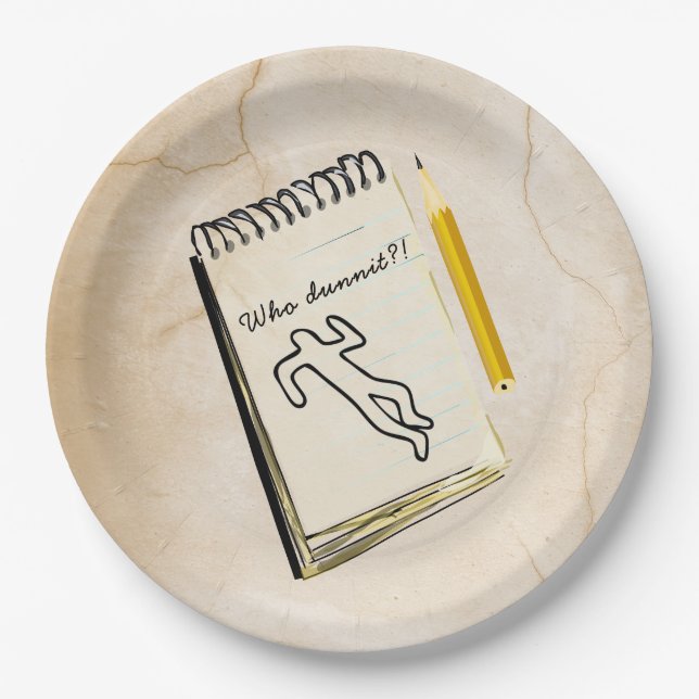 Assiettes En Carton Meurtre Mystère Plaques de papier Scène de crime C (Devant)