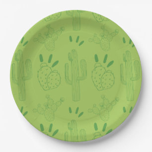 Assiettes En Carton Mexique Fiesta Taco Cactus Green