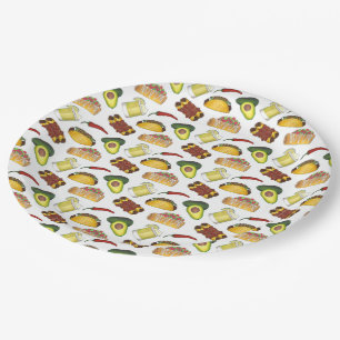 Assiettes En Carton Mexique Tex Mex Nourriture Taco Enchilada Chimicha