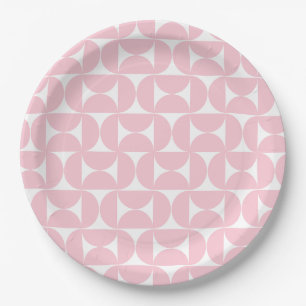 Assiettes En Carton Mi-Siècle Moderne Bébé rose et blanc Motif