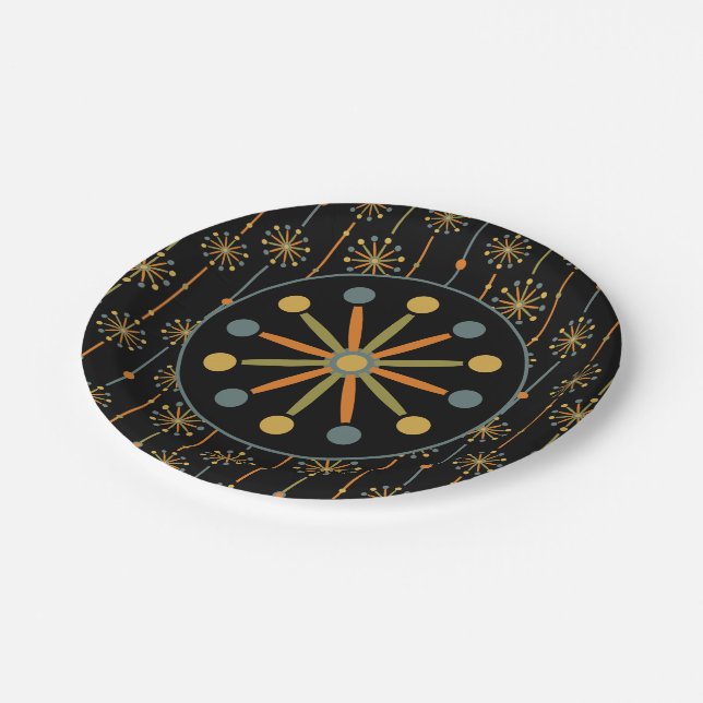 Assiettes En Carton Mi-siècle Starburst Strier Couleurs personnalisées (Angle)