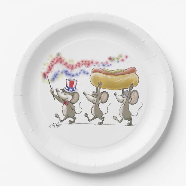 Assiettes En Carton Mic, Mac & Moe's Happy 4 juillet Papier Plate (Devant)