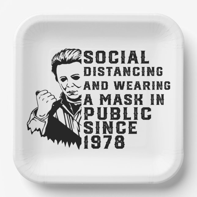 Assiettes En Carton Michael Myers Distances Sociales (Recto)