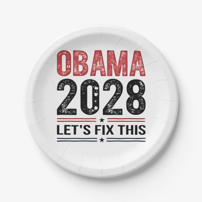 Assiettes En Carton Michelle Obama pour le président Obama 2028 (Devant)