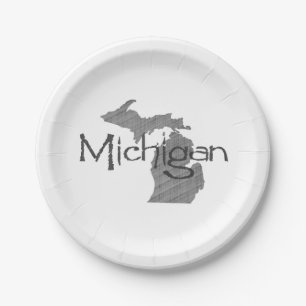 Assiettes En Carton Michigan Formé Grey Michigander Papier Party