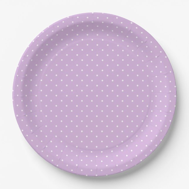 Assiettes En Carton Micro pois blanc - Lilas doux (Devant)