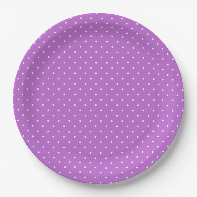 Assiettes En Carton Micro pois blanc - Orchidée violet (Devant)