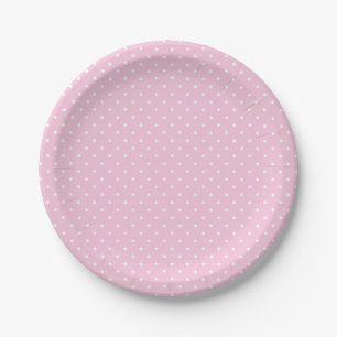Assiettes En Carton Micro pois blanc - Rose clair