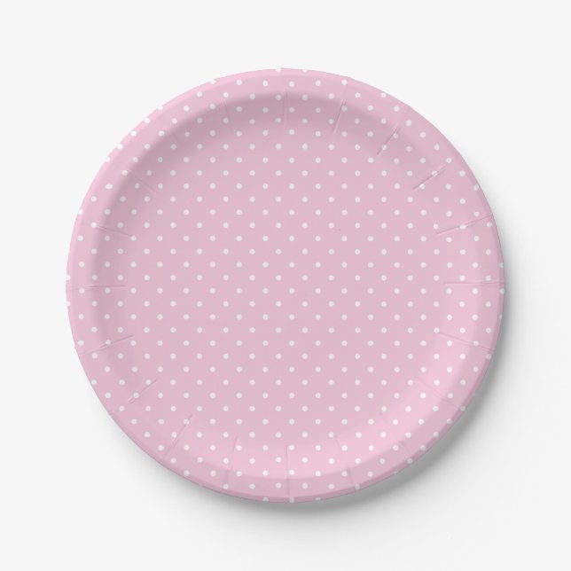 Assiettes En Carton Micro Polka Dot White - Light Pink (Devant)