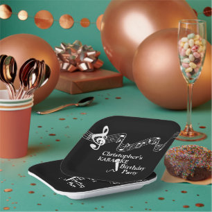 Assiettes En Carton Microphone à échelle musicale du Karaoke Party