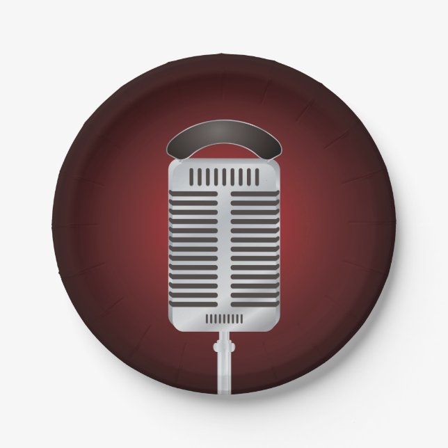 Assiettes En Carton Microphone de chant plaques à papier (Devant)