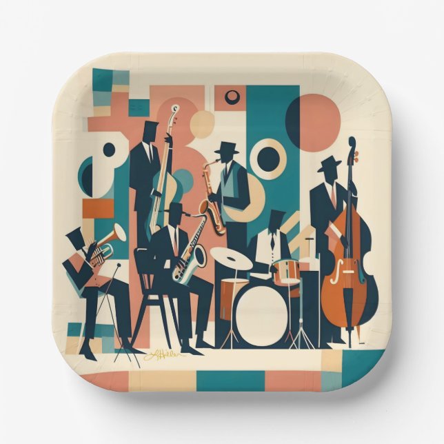 Assiettes En Carton Mid Century Jazz Age Sextet (Recto)