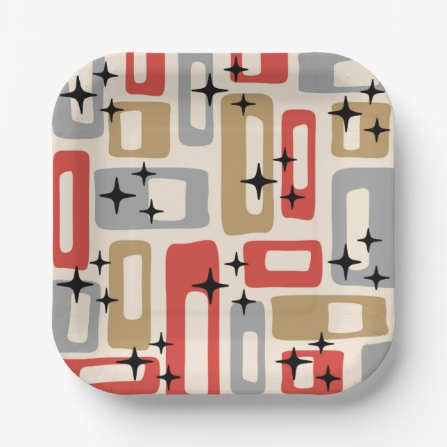 Assiettes En Carton Mid Century Modern Atomic Christmas (Recto)