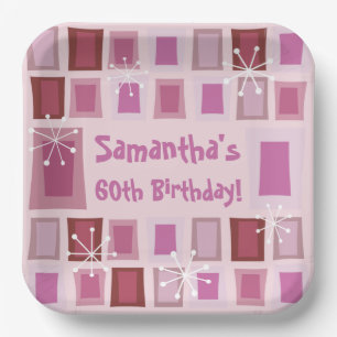 Assiettes En Carton Mid Century Moderne 60e Anniversaire rose
