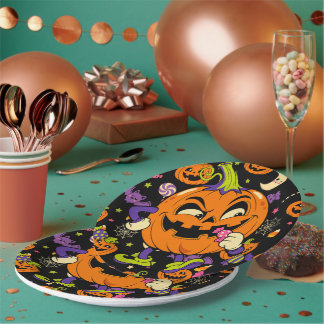 Assiettes En Carton Mignon Halloween Rétro Kawaii Épouvantable 