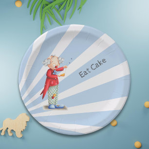 Assiettes En Carton Mignon Manger Gâteau Blue Sunburst avec Clown de C