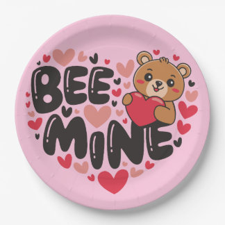 Assiettes En Carton Mignon ours en peluche Bee Mine pour la Saint-Vale