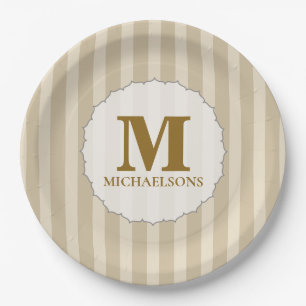 Assiettes En Carton Mignon Simple Rayé Marron Simple Minimaliste