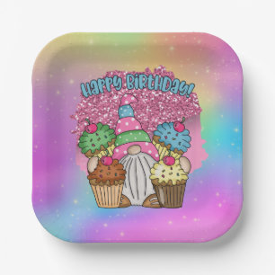 Assiettes En Carton mignon unisex Anniversaire gnome 